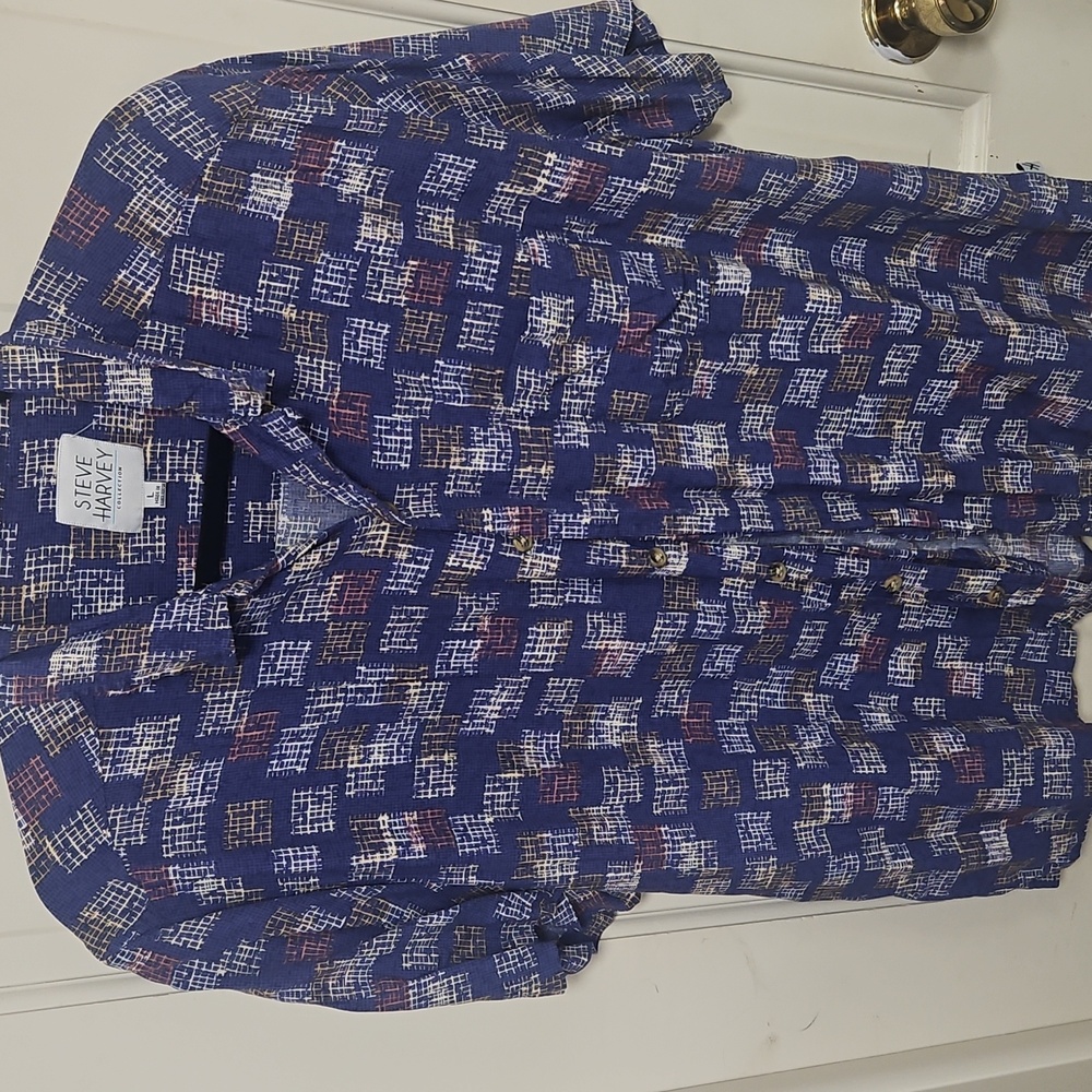 Steve Harvey Collection Purple and White Shirt